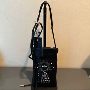 LATC Black Faux Leather Phone Pouch Bag